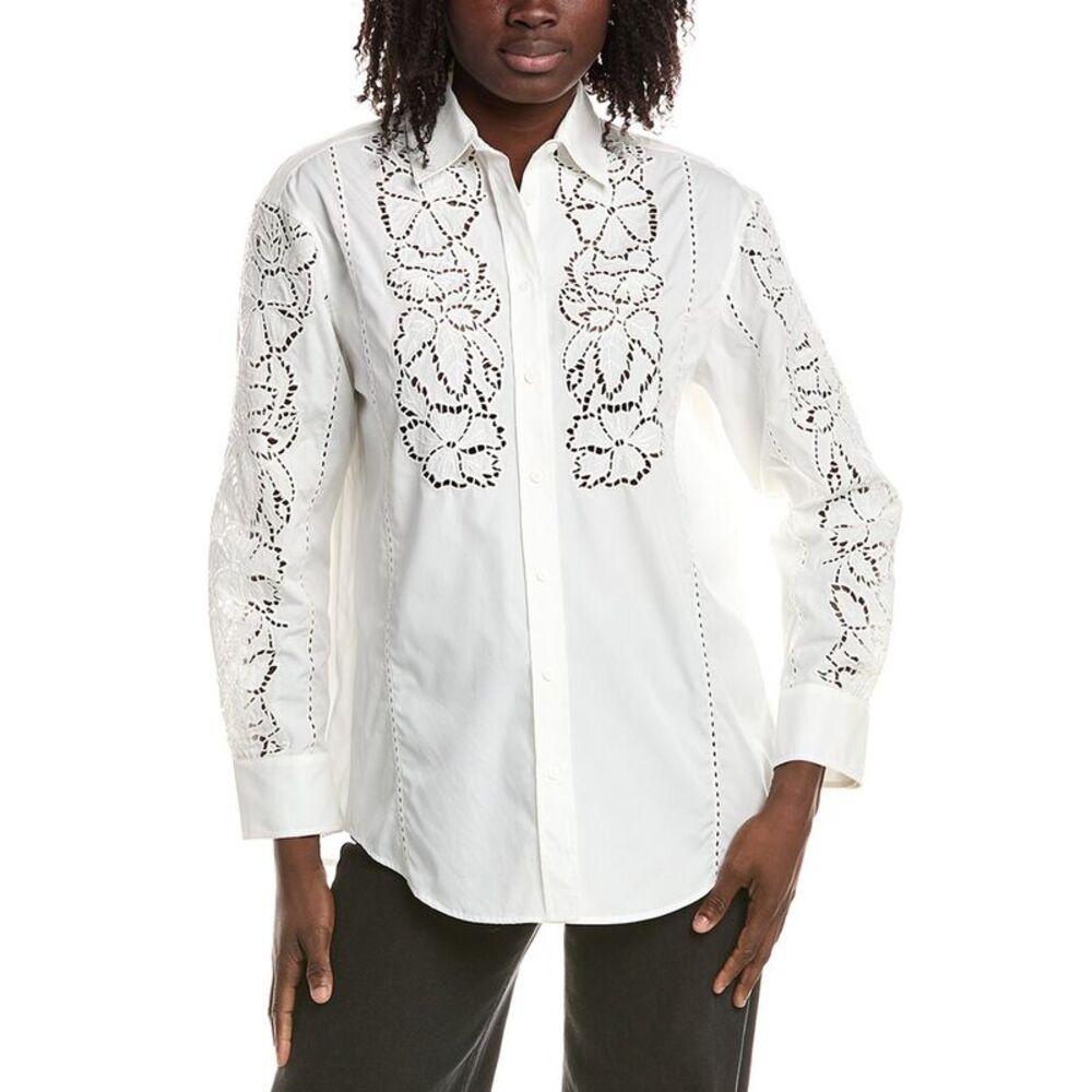 Max Mara Womens Weekend Elmi Lace Work Blouse, White